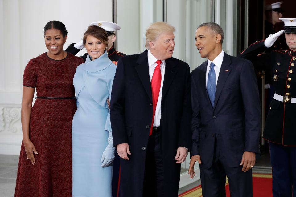  Donald Trump and his wife Melania were welcomed to their new home – the White House – by the Obamas today ahead of the inauguration ceremony