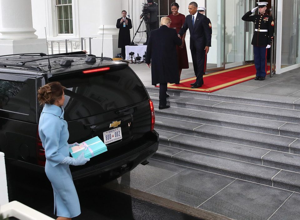  Melania was seen carrying a blue box from Tiffany’s