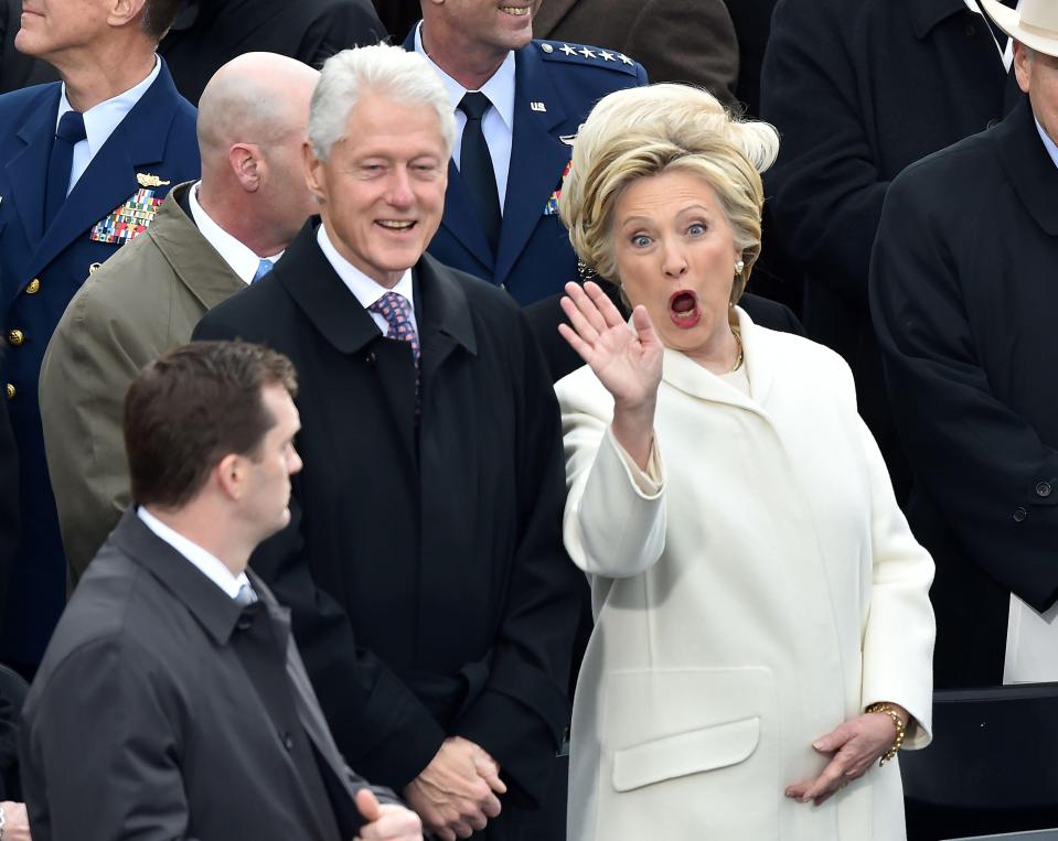  Hillary was all smiles in the run-up to the inauguration but she will be watched closely during the ceremony