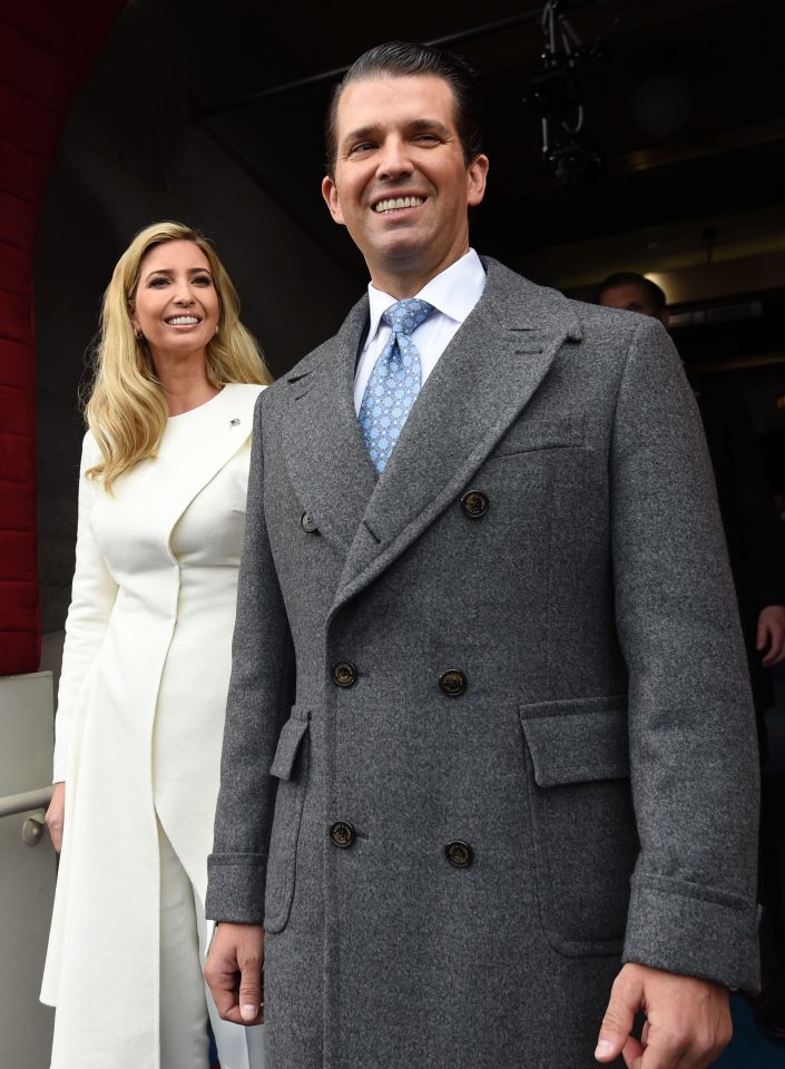  Ivanka is pictured alongside brother Donald Jnr, who looked smart in a grey jacket