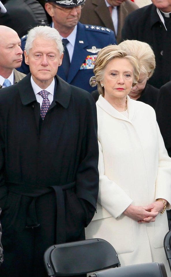  Former President Bill Clinton and Trump rival Hillary who lost to the Republican in the presidential race were not all smiles during the event