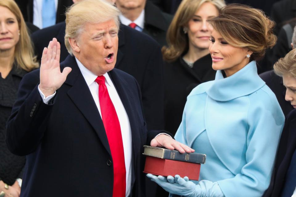  Donald Trump was sworn in as President with Melania by his side