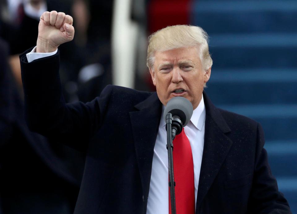  Donald Trump gives his first speech as US President at his inauguration