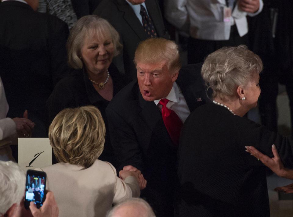  Hillary Clinton and Donald Trump shared an awkward handshake at the inauguration