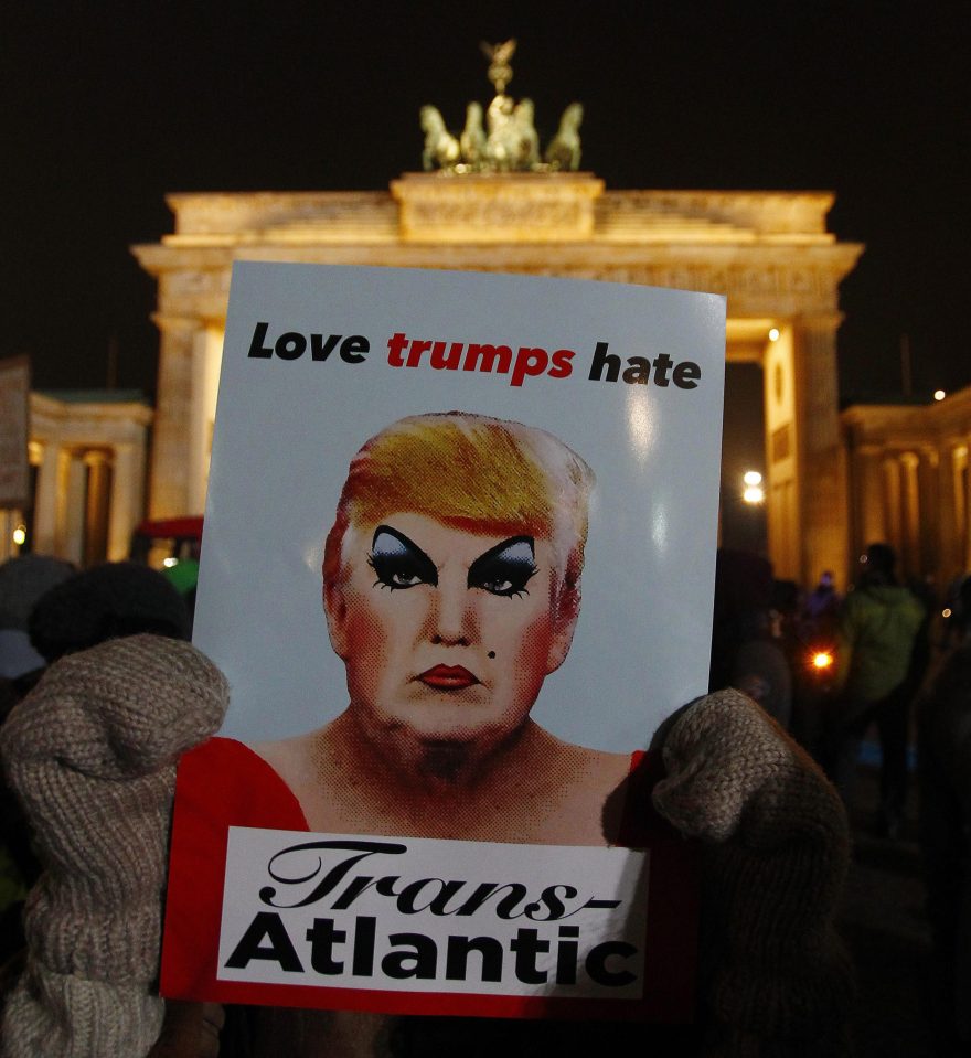  Protesters in Berlin voiced disdain for Trump and their nation's right-wing AfD party