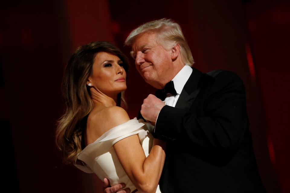  He looked lovingly at his wife Melania as they danced together as POTUS and FLOTUS