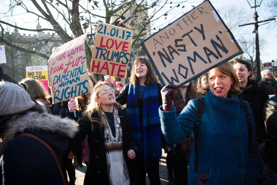  Protesters in Bristol turned out for the Women's March against President Donald Trump on his first full day in power