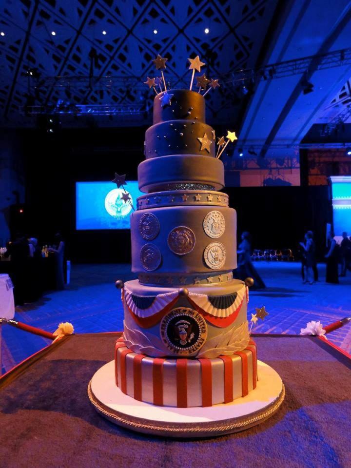  Obama’s inauguration cake was a spectacular nine-tier creation with a red striped 18-inch base