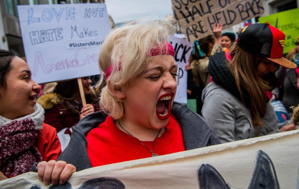  In Barcelona, one demonstrator screams