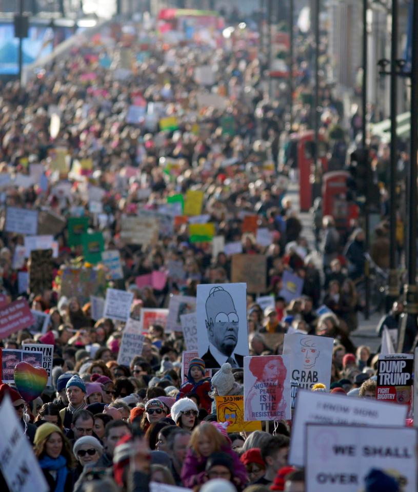  The route from the American Embassy to Trafalgar square was packed with people