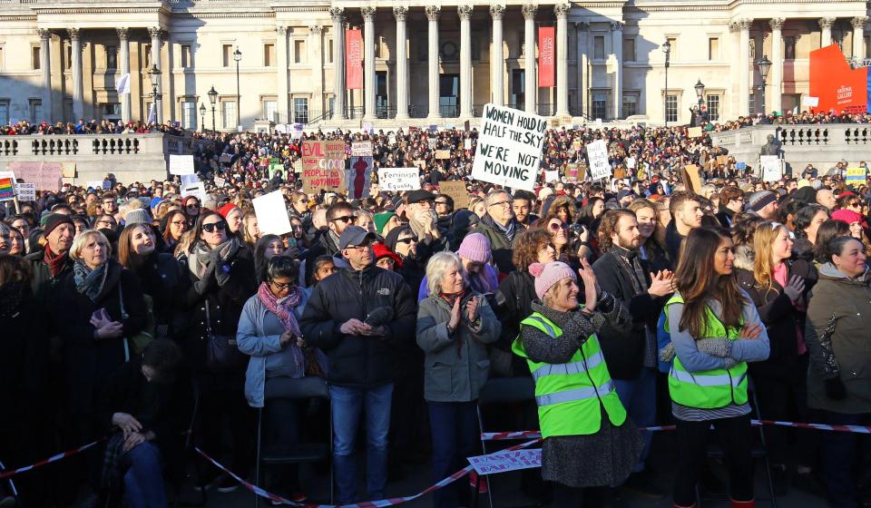  Demonstrators gathered at Trafalgar Square