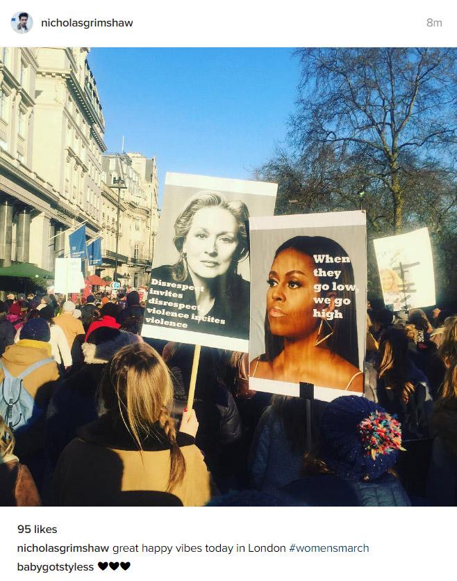  Radio 1 DJ Nick Grimshaw shared this photo from the protest