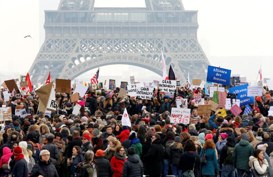  Demonstrators also marched in Paris after the inauguration