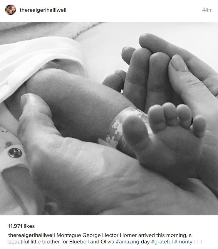  Geri announced she'd given birth on social media today