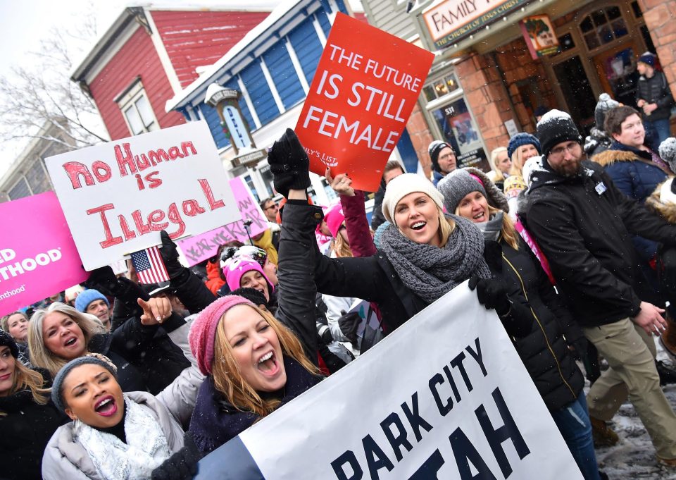  Actress Charlize Theron during the Women's March in Park City, Utah