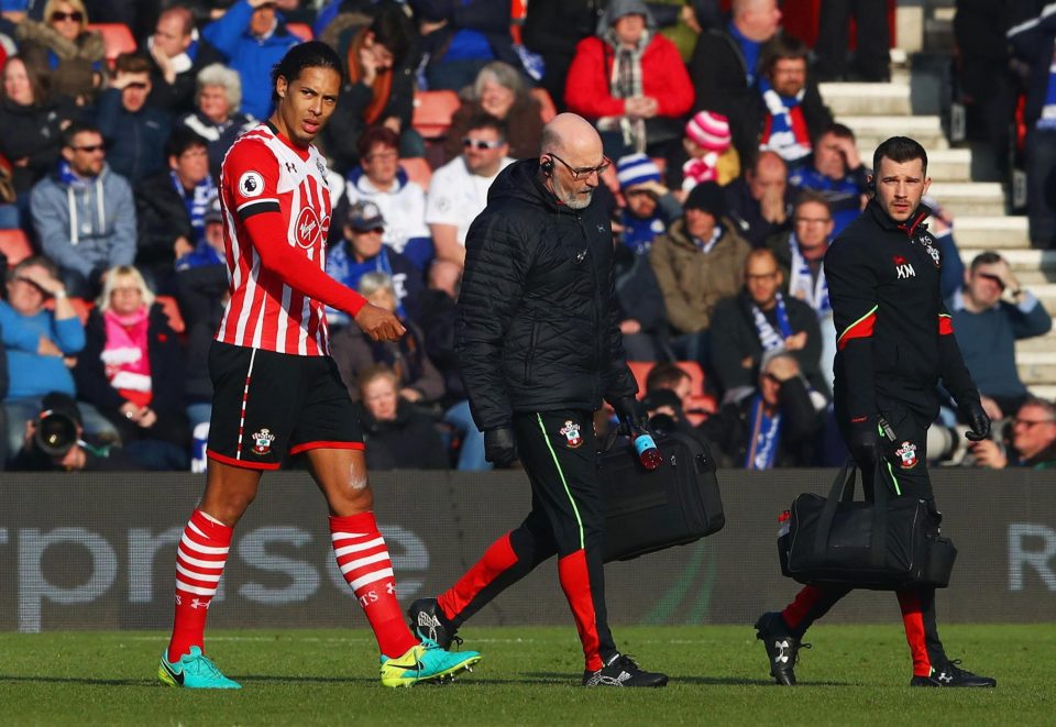  Van Dijk hobbled off at St Mary's and was later pictured in a protective boot