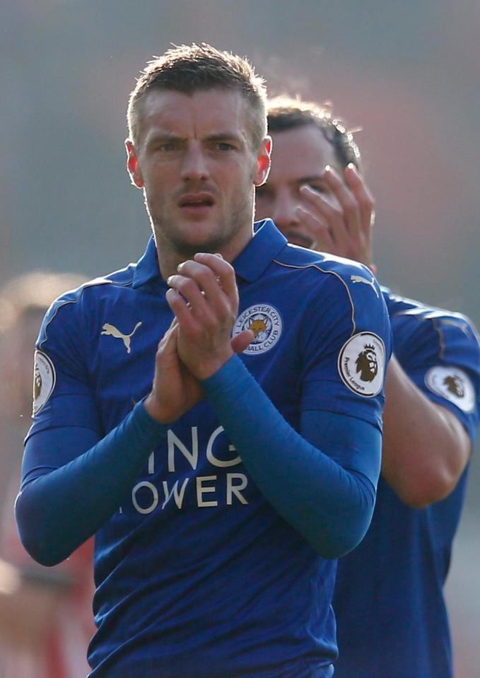  Jamie Vardy applauds the travelling Leicester fans - but it was a frustrating day again for the England man