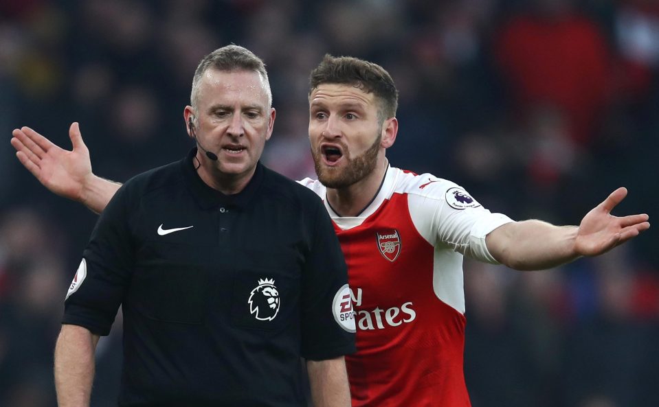  Shkodran Mustafi is incensed after Jon Moss awards Burnley a 93rd-minute penalty