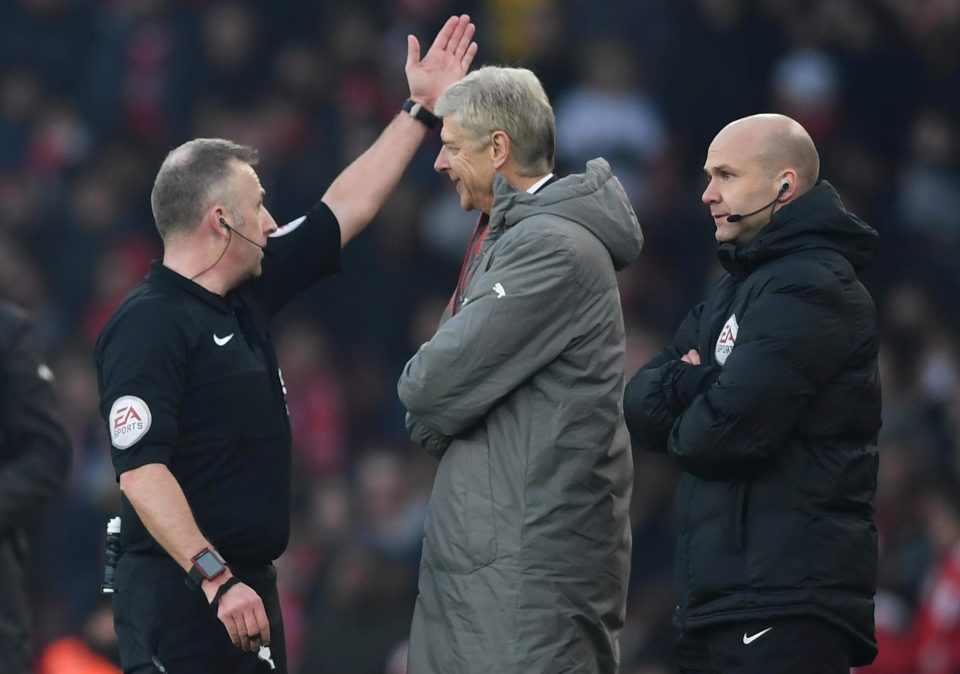  Arsene Wenger was ordered to the stands for his reaction to the penalty decision