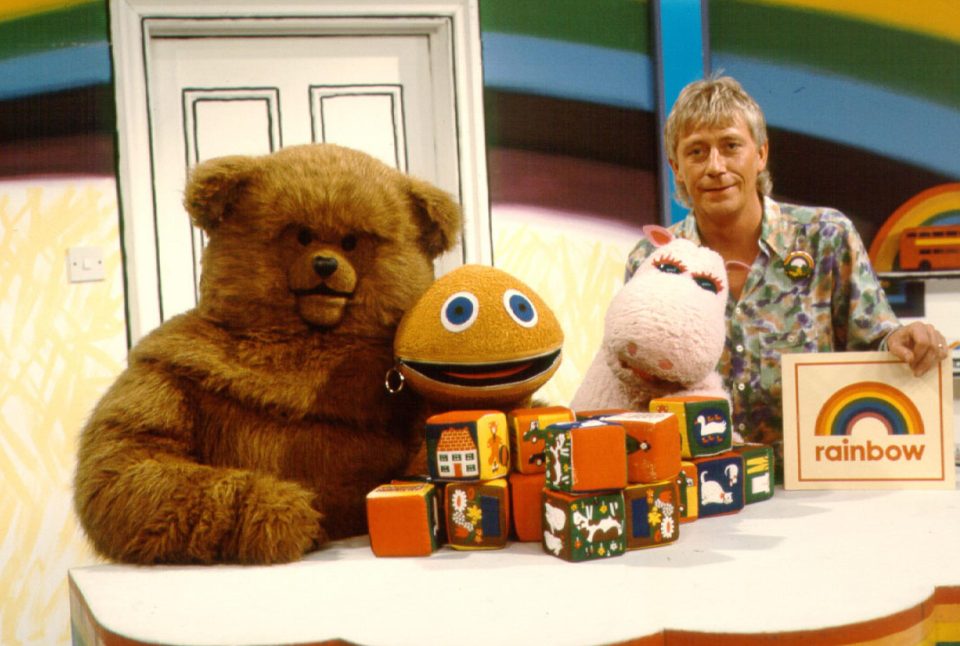  Rainbow presenter Geoffrey Hayes with the show's iconic characters Bungle, George and Zippy