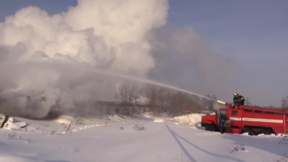  The Russian fire service were able to douse the flames in the one-storey outbuilding