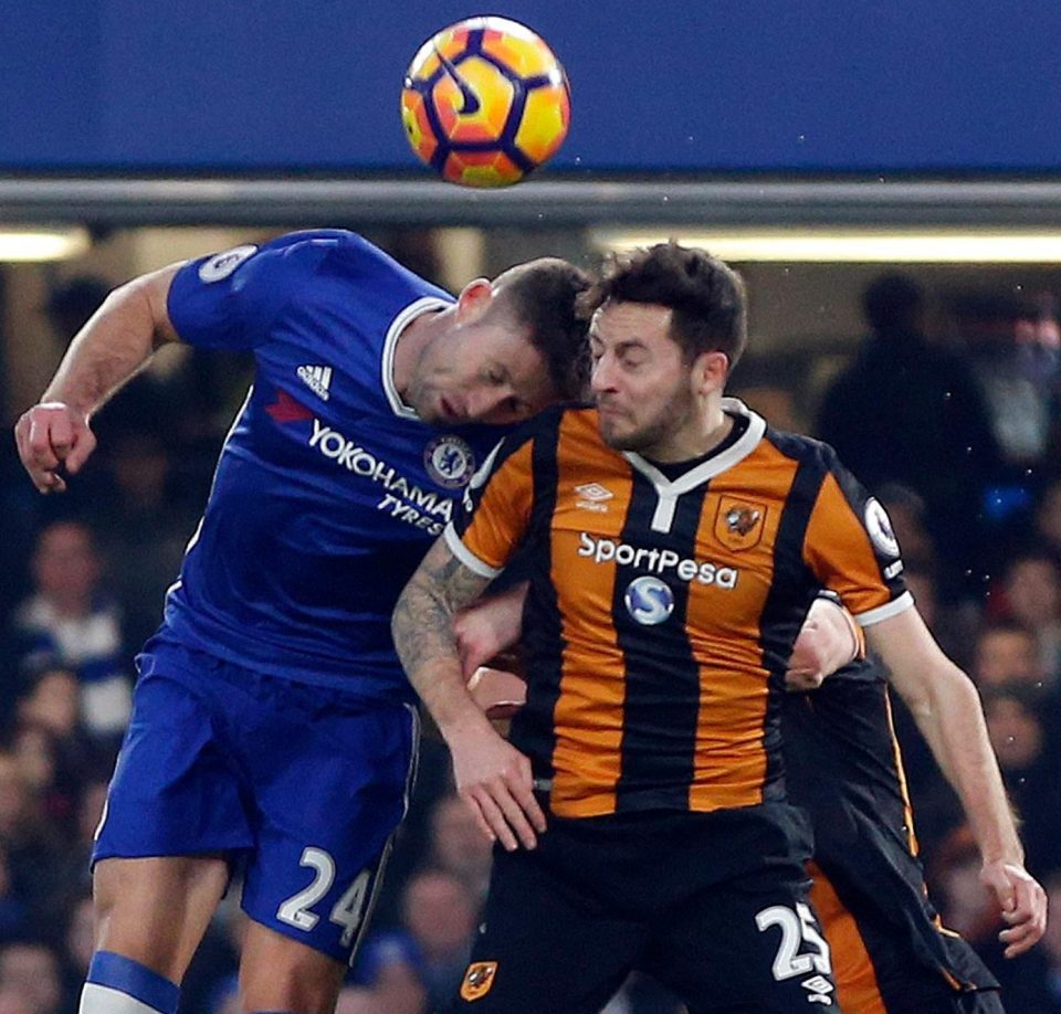  Ryan Mason suffered a fractured skull after this sickening clash of heads with Chelsea's Gary Cahill