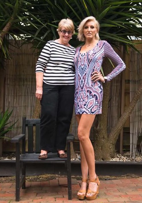  Caroline, pictured with her mum Janet, believes she could have the world's longest legs