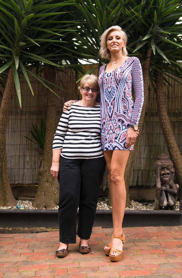  Caroline towers above her mum Janet who measures in at a petite 5ft 2in