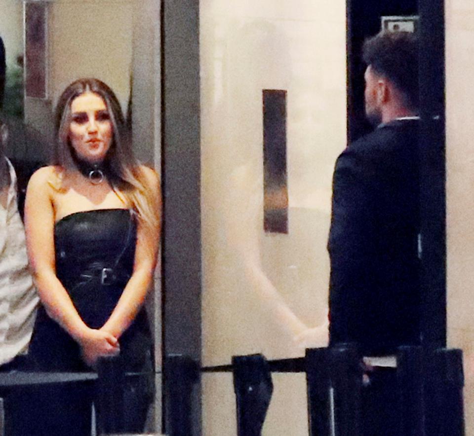  Little Mix star Perrie Edwards looked chilly outside Drama nightclub early on Monday morning