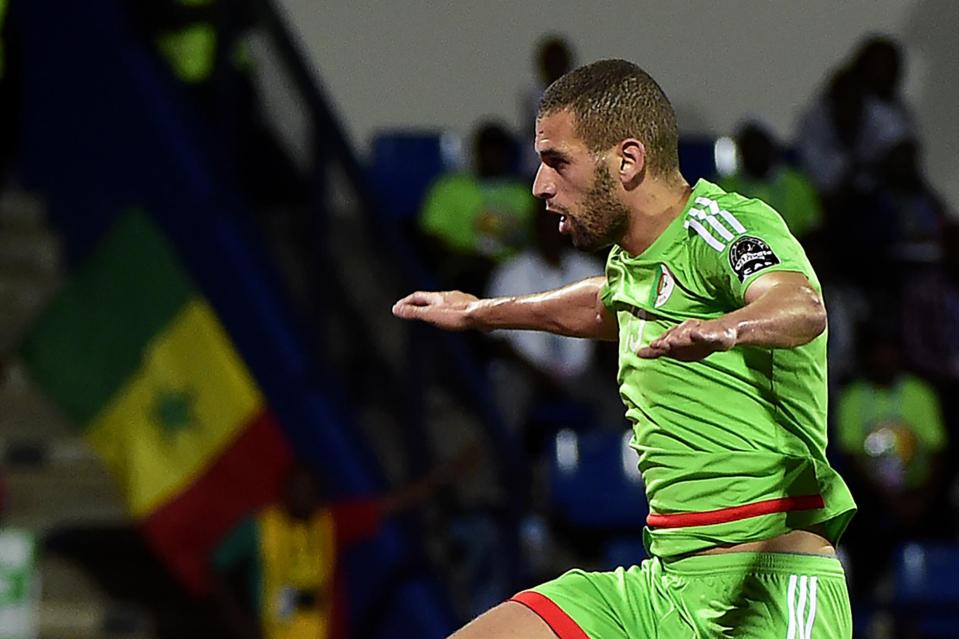  The £29million man celebrates one of his goals scored against Senegal - he will now be returning to Leicester