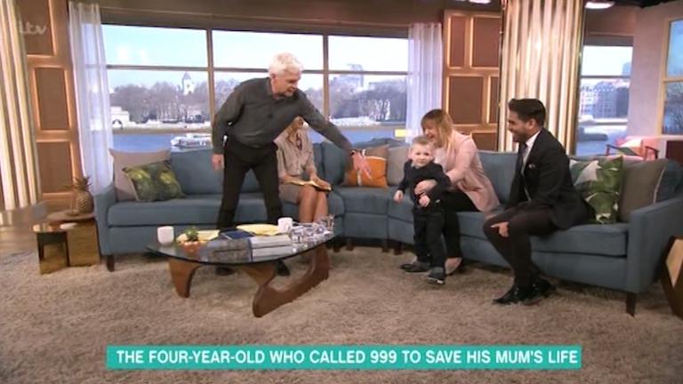  Phillip Schofield took a heroic four-year-old to the window during Tuesday's This Morning to see the boats