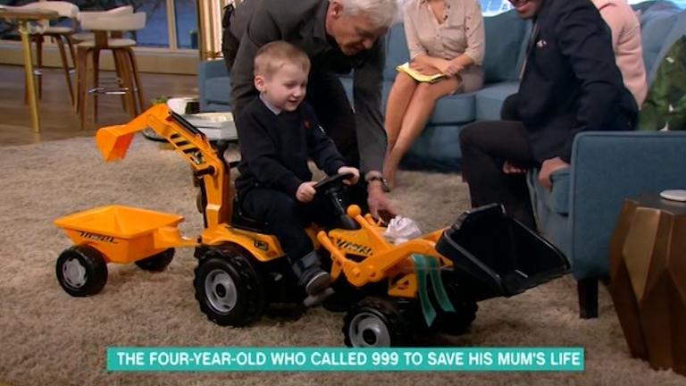  Jacob was then presented with a digger toy for his bravery