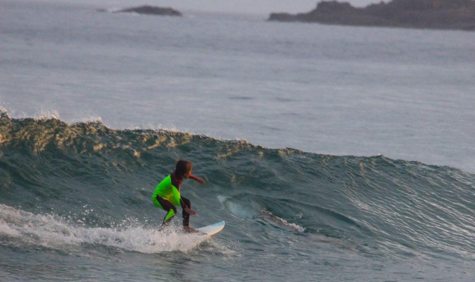  Eden Hasson, 10, was enjoying the last of the light when dad Chris took this incredible snap of him just inches from a giant deadly shark