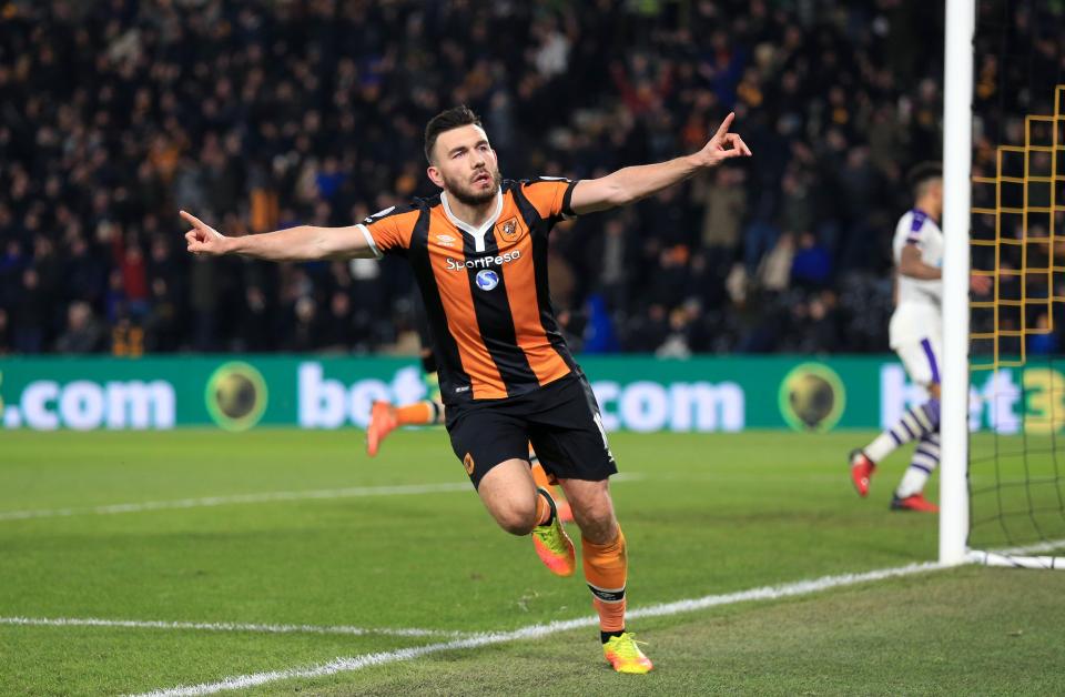  Robert Snodgrass celebrates scoring for Hull against Newcastle in the EFL Cup