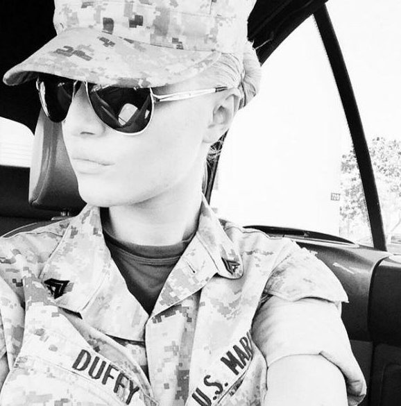  Marine Alex Duffy posed in her combats and was thanked for her service by the people who run the account