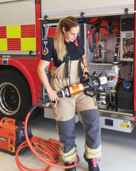  Gunn Narten, a firefighter in Norway, has become so popular she set up her own account where she snaps selfies while hard at work