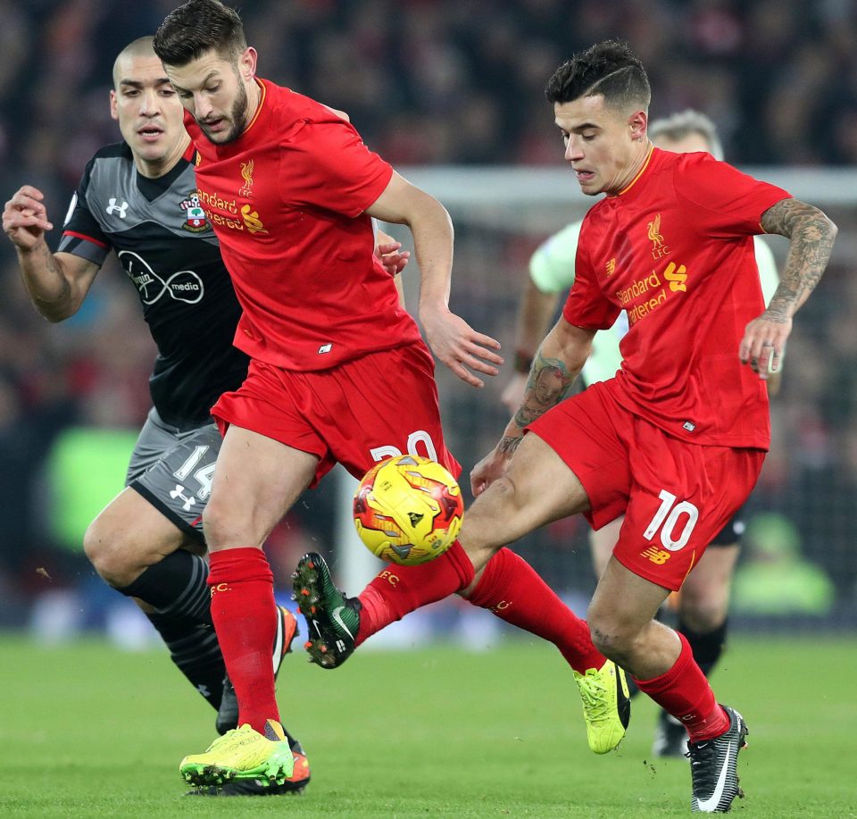  Lallana (left) will follow Philippe Coutinho (right) if he commits his future