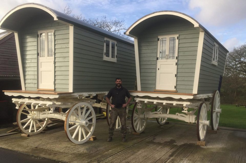  The wagons sit on land overlooking the picturesque Widemouth Bay on the north Cornish coast