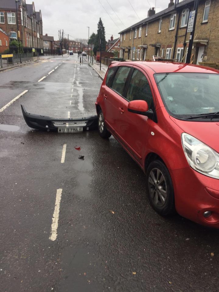  The six year old vehicle was shunted onto the pavement after the crash