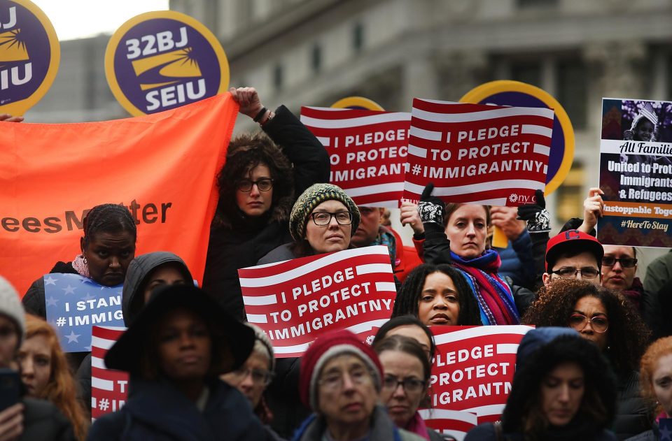  Protesters gathered in New York last night to rally against Trump’s ban