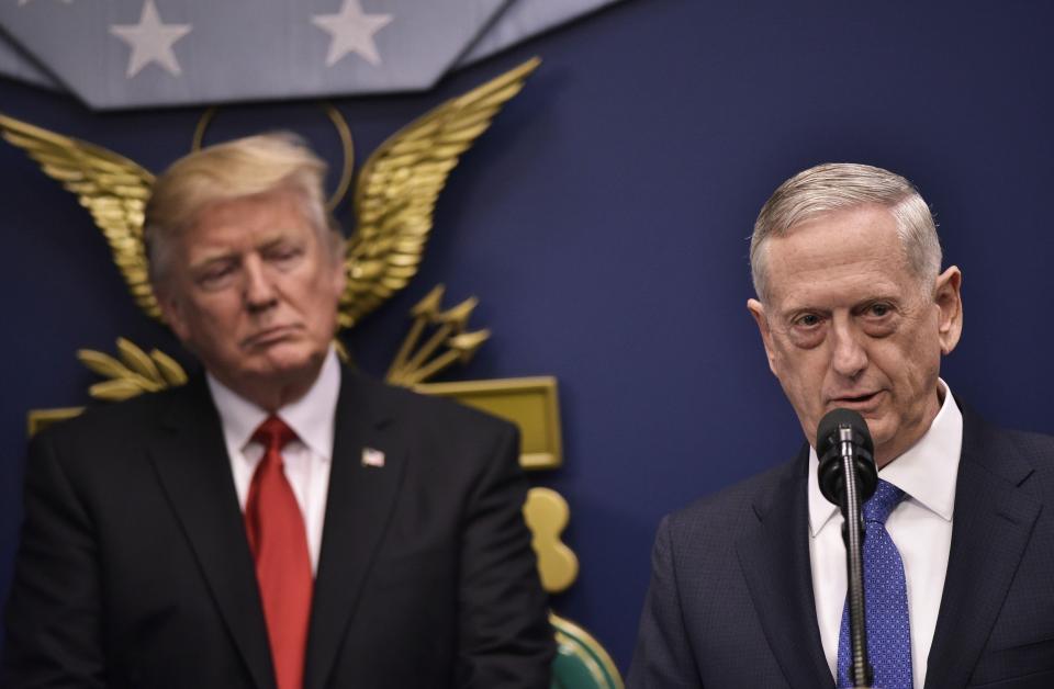  General Mattis, Trump's new Defense Secretary, was being sworn in at the Pentagon