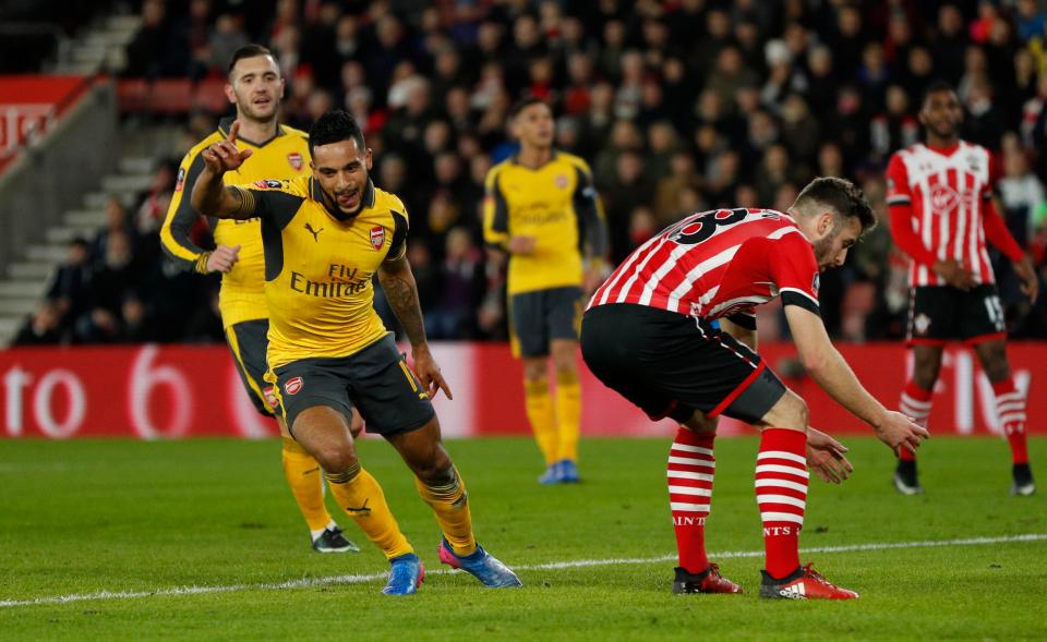  Theo Walcott then got his first of the game on 35 minutes to make it 3-0 to Arsenal