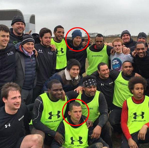  A photograph taken at a charity rugby match last year shows Christopher Cole, circled bottom, posing for a group picture with Prince Harry