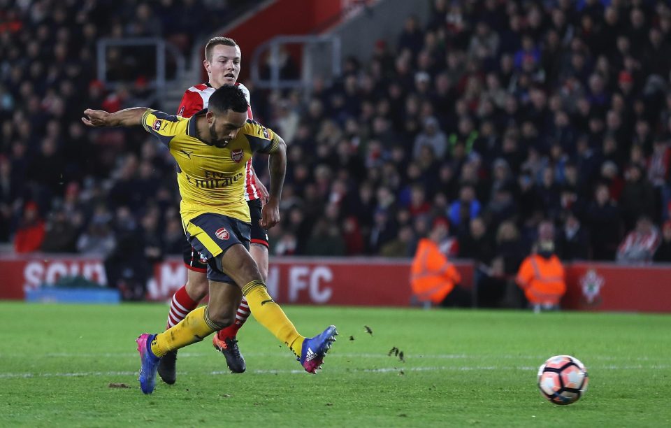  Walcott then made it four and grabbed his second of the game midway through the second half