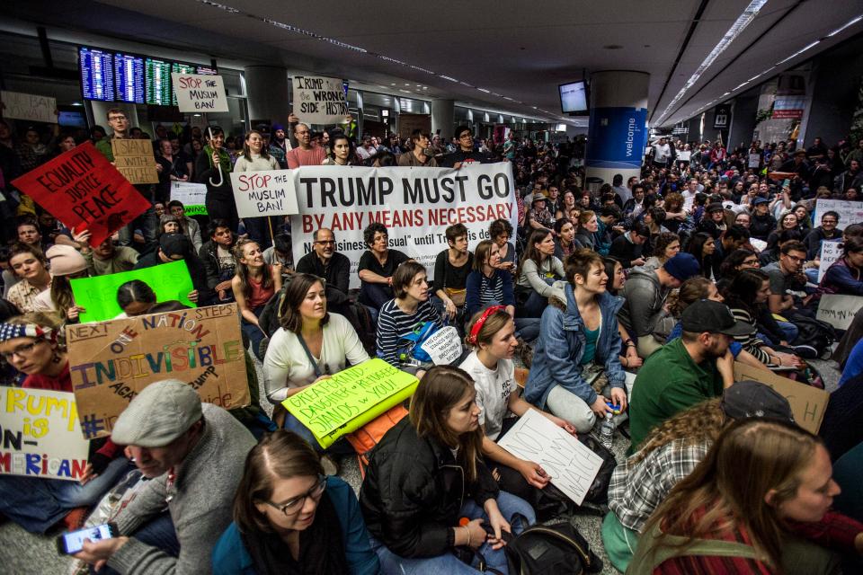  Demonstrators across America have been protesting the executive order