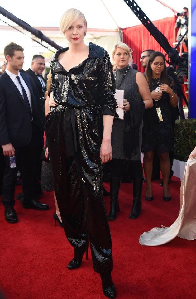  Gwendoline Christie also went for sparkles - all over a 1980s-style jumpsuit