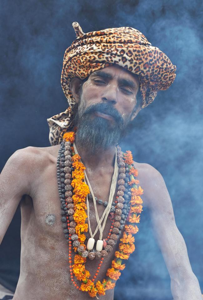  This Sadhu performs a holy ritual