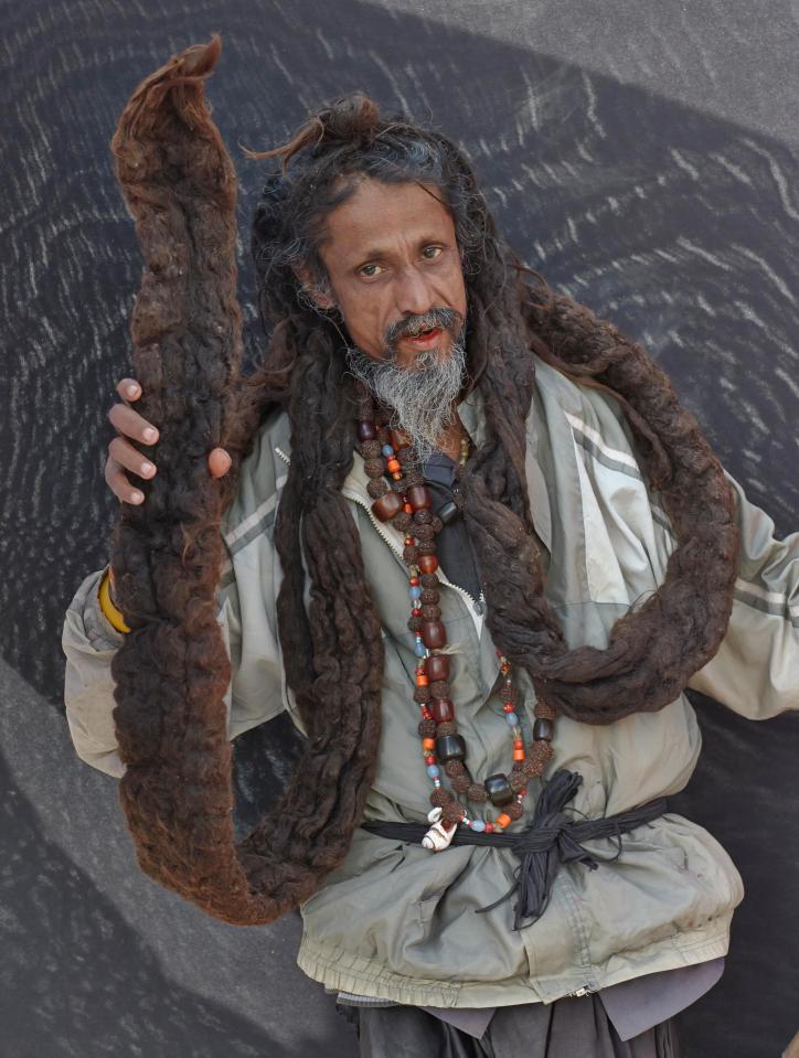  This holyman from Kathmandu, Nepahas, has extremely long dreadlocks