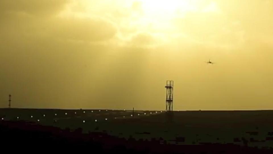  The plane was filmed coming into land at Leeds Bradford Airport this morning