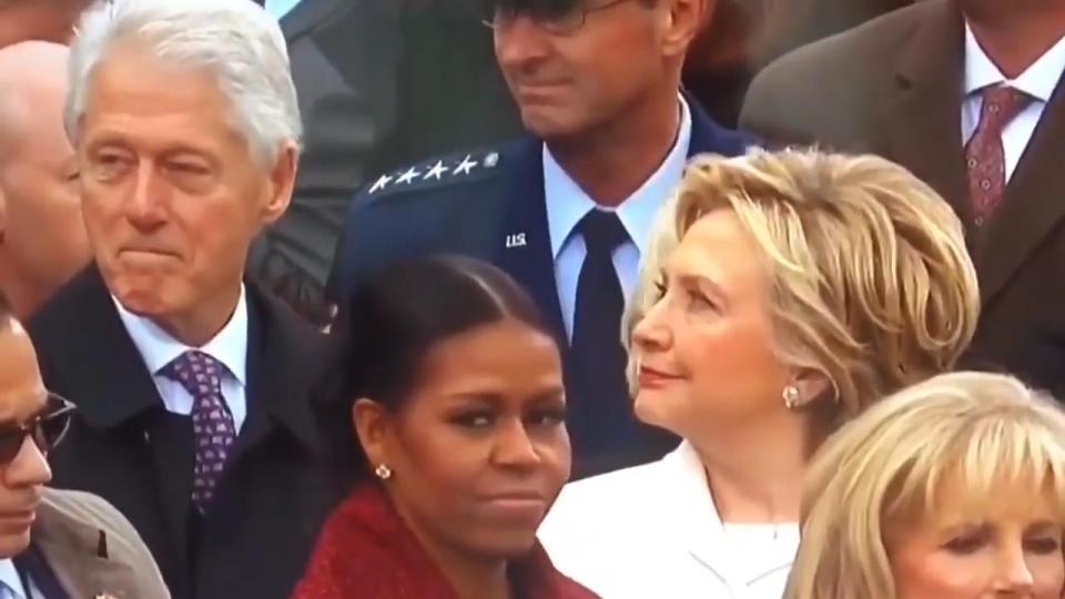  Bill Clinton got caught out gazing elsewhere during Donald Trump's inauguration ceremony on Friday